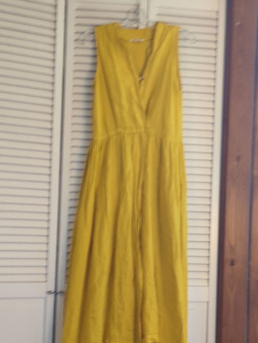 Black Crane Sunshine Yellow Linen Midi Dress Size XS/S